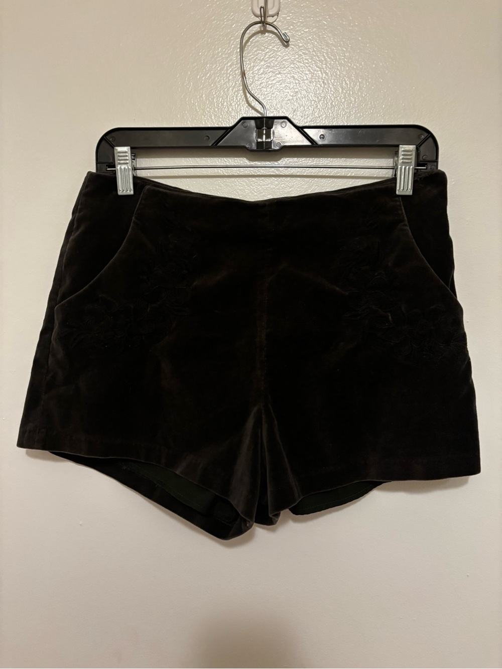 Free People Black Velvet High-Waist Shorts